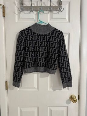 Fendi Cropped Mock Neck Sweater and skirt set